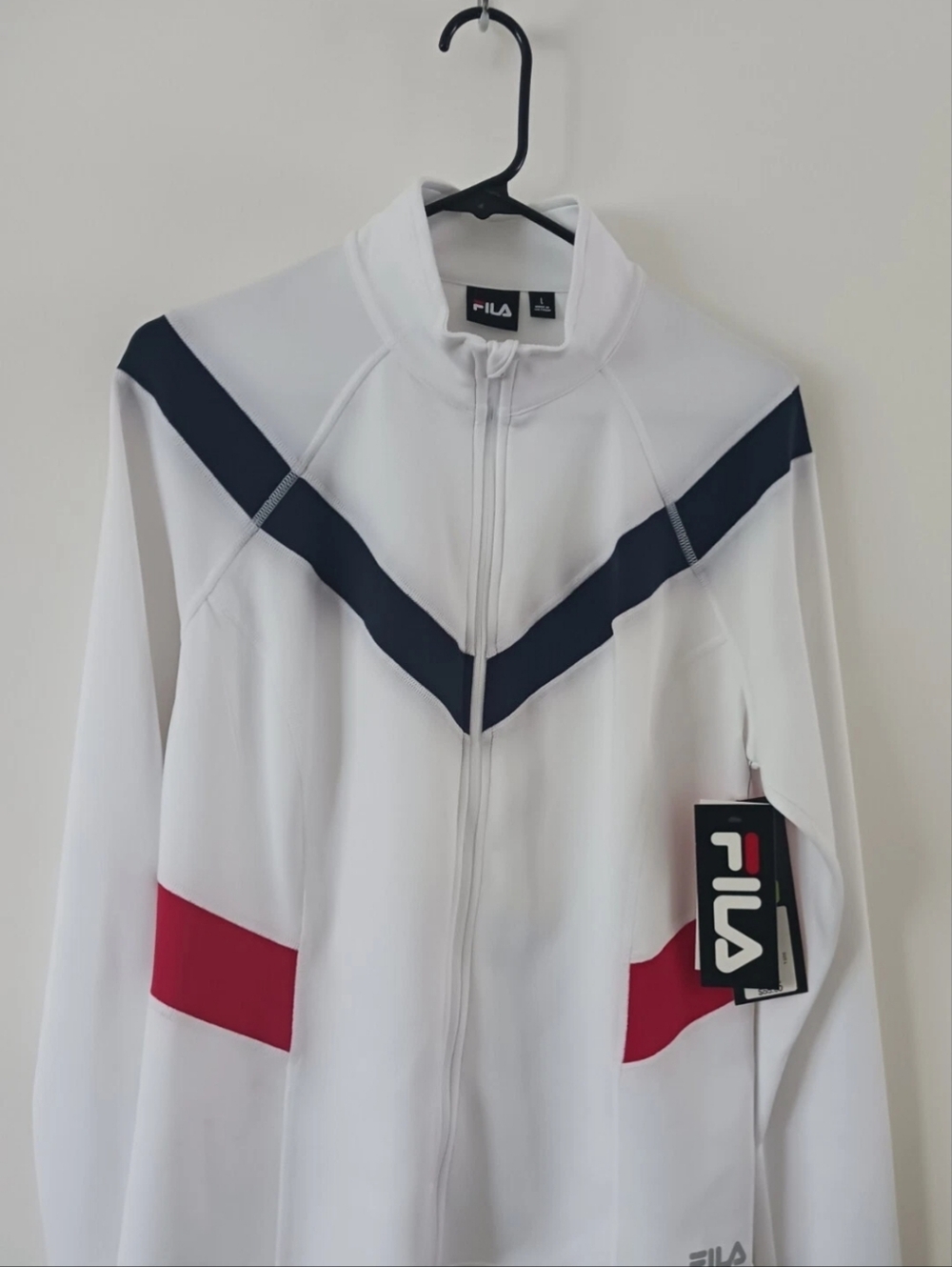 Fila White Full-Zip Track Jacket with Black Logo Tag
